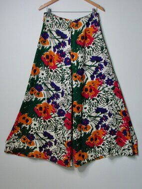 Vintage Vera Neumann Pants Ladybug Union Made Boho Palazzo Wide Leg Floral Large